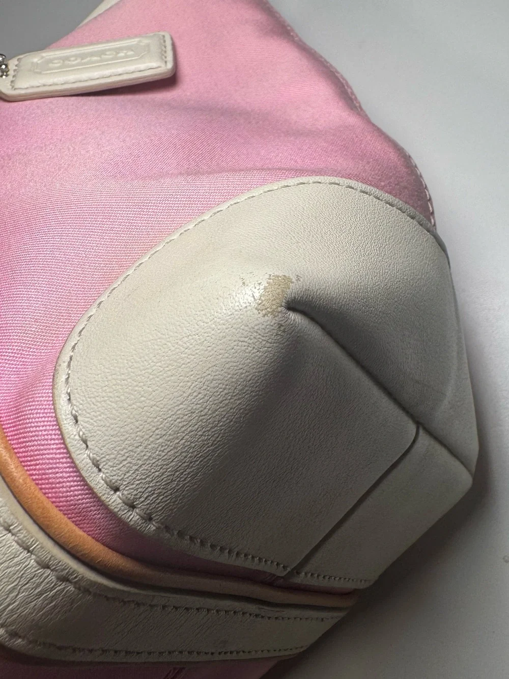 Vintage 2001 Coach Hampton Mini Market Tote - Pink Canvas & Leather Trim